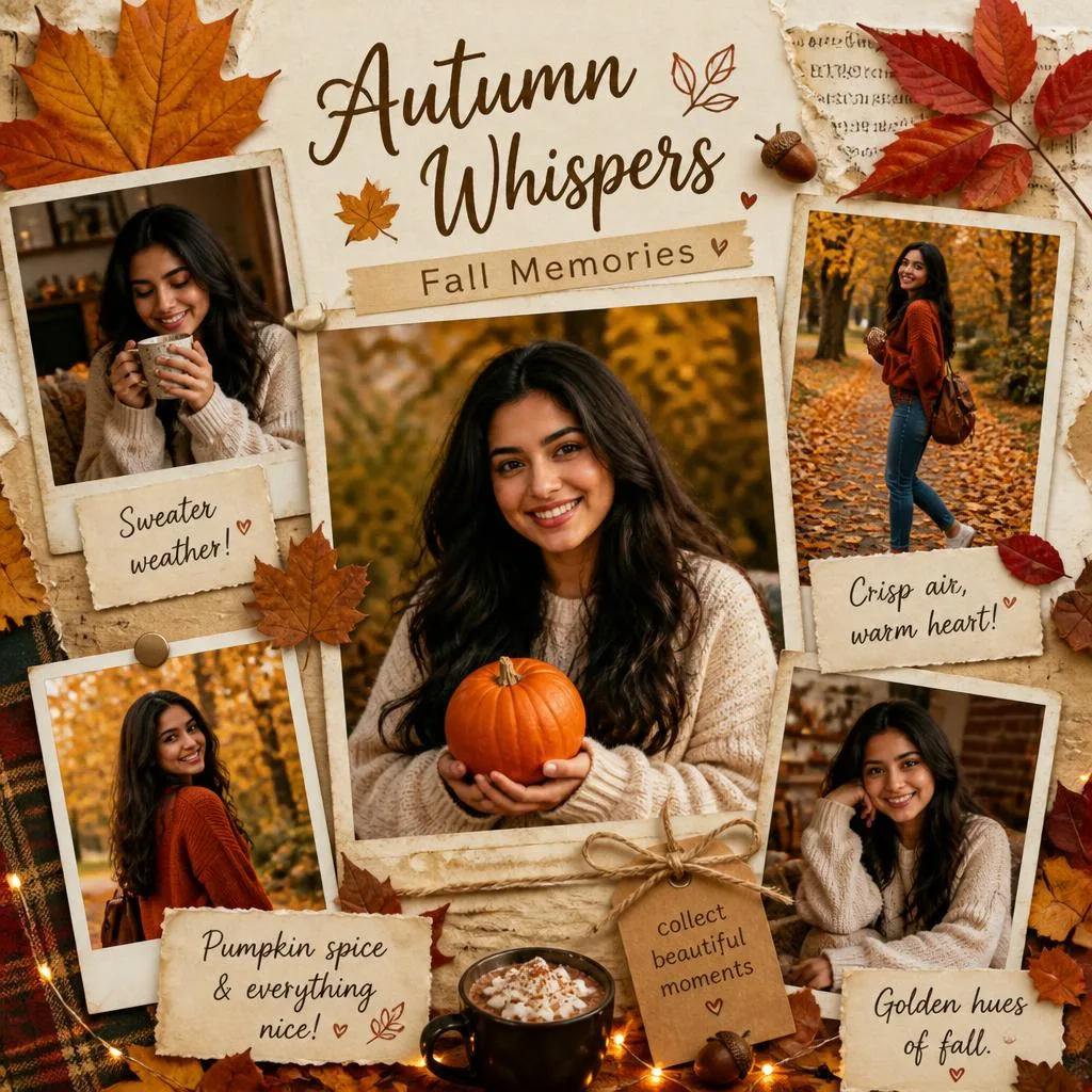 Autumn Whisper: A Cozy Fall Collage Story – masterpiece hyper realistic ai prompts – AI generated example