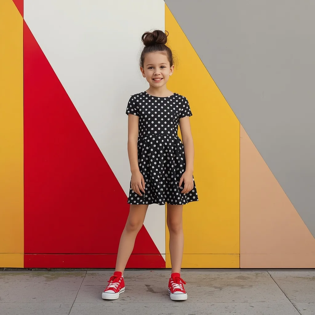Little Fashionista: A Cute Girl in a Polka Dot Skater Dress