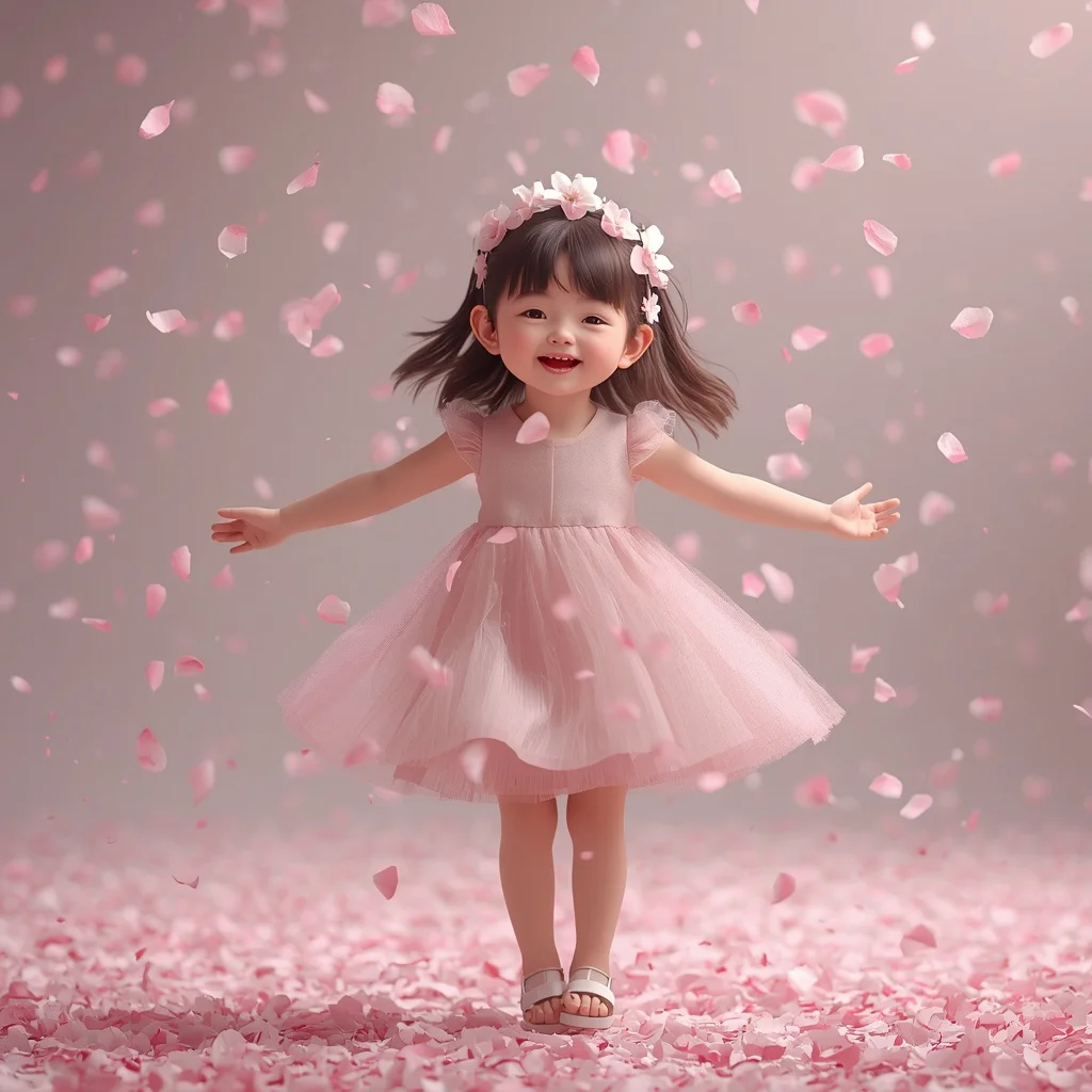Cute Girl Cherry Blossom Rain Petal Dance Joyful Spring | chatgpt photo editing prompts trending instagram download — AI image prompt