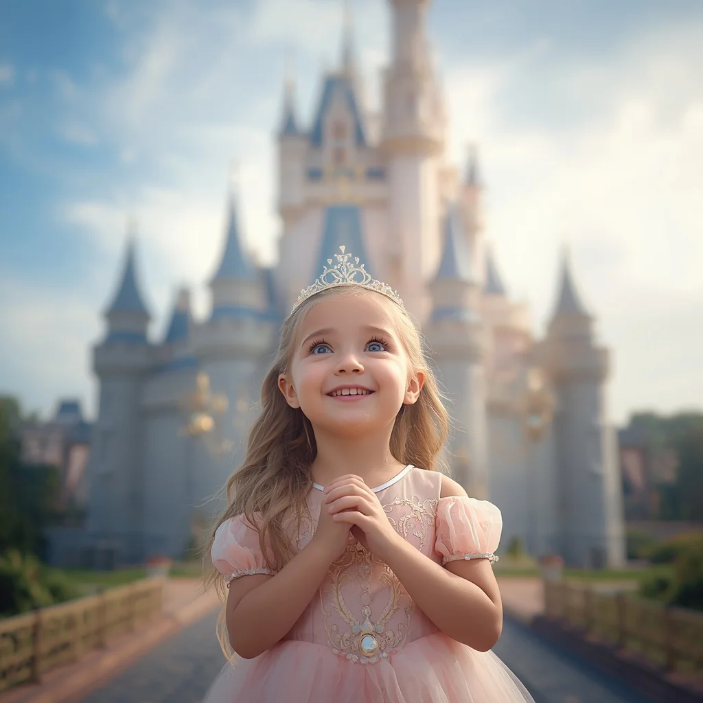Cute Girl Fairytale Castle Princess Dream Magical Enchantment Joyful | Best prompt for wedding — AI image prompt