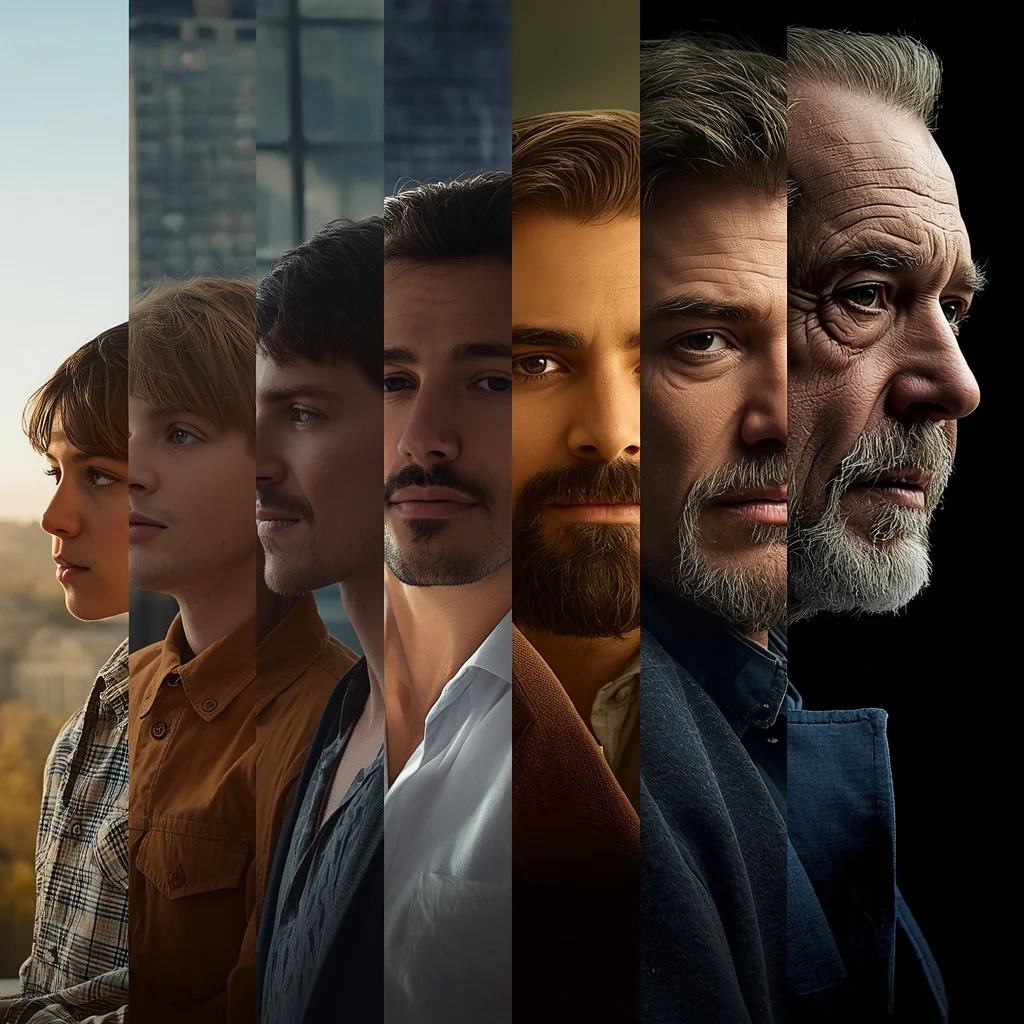 A Man’s Life Journey from Boyhood Adventure to Legendary Legacy | Selfie Men Prompt — AI image prompt