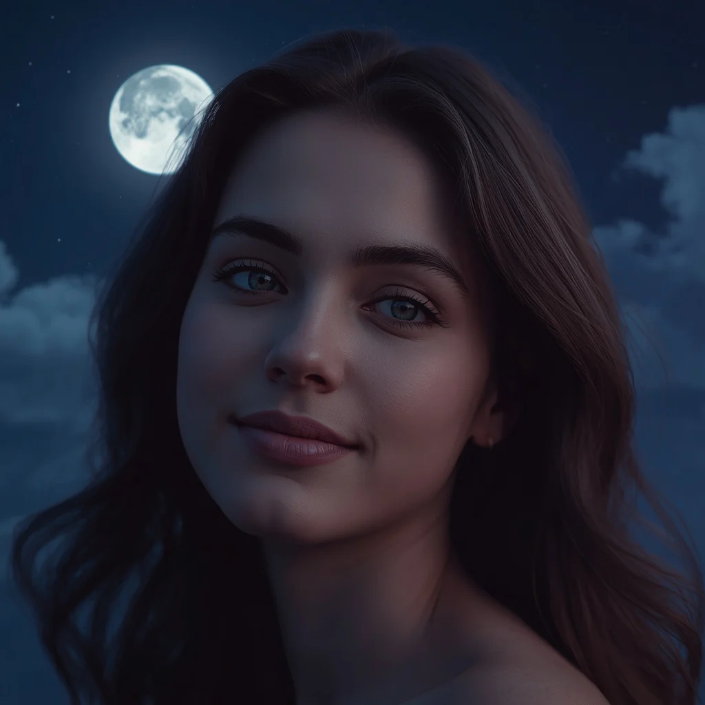 A Woman's Loving Gaze Under a Moonlit Starry Sky | Men Generator Prompt — AI image prompt