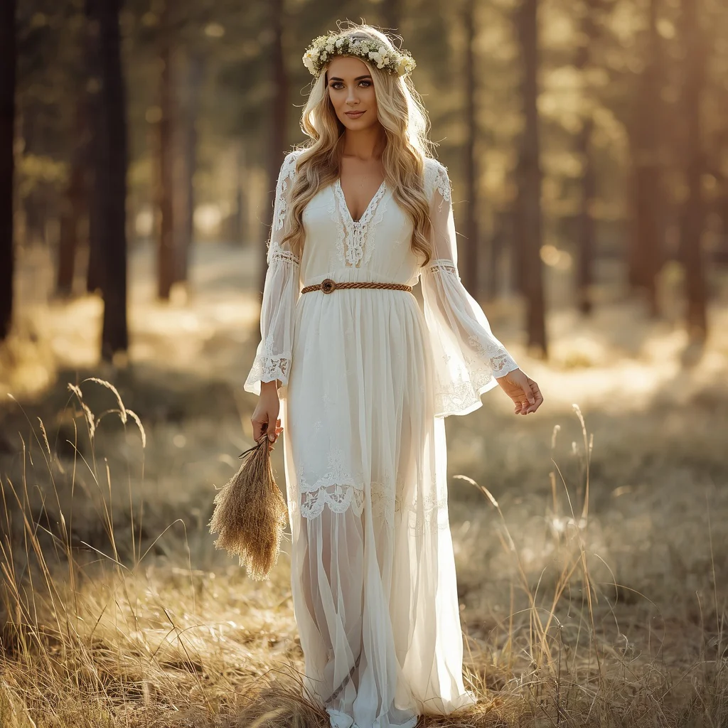 Boho Western Dress with Intricate Lace Details | South Girl Prompt — AI image prompt