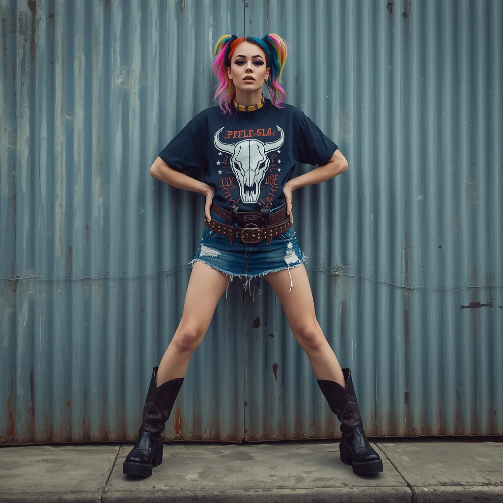 Bold Western Look with a Graphic Tee Dress | South Woman Prompt — AI image prompt