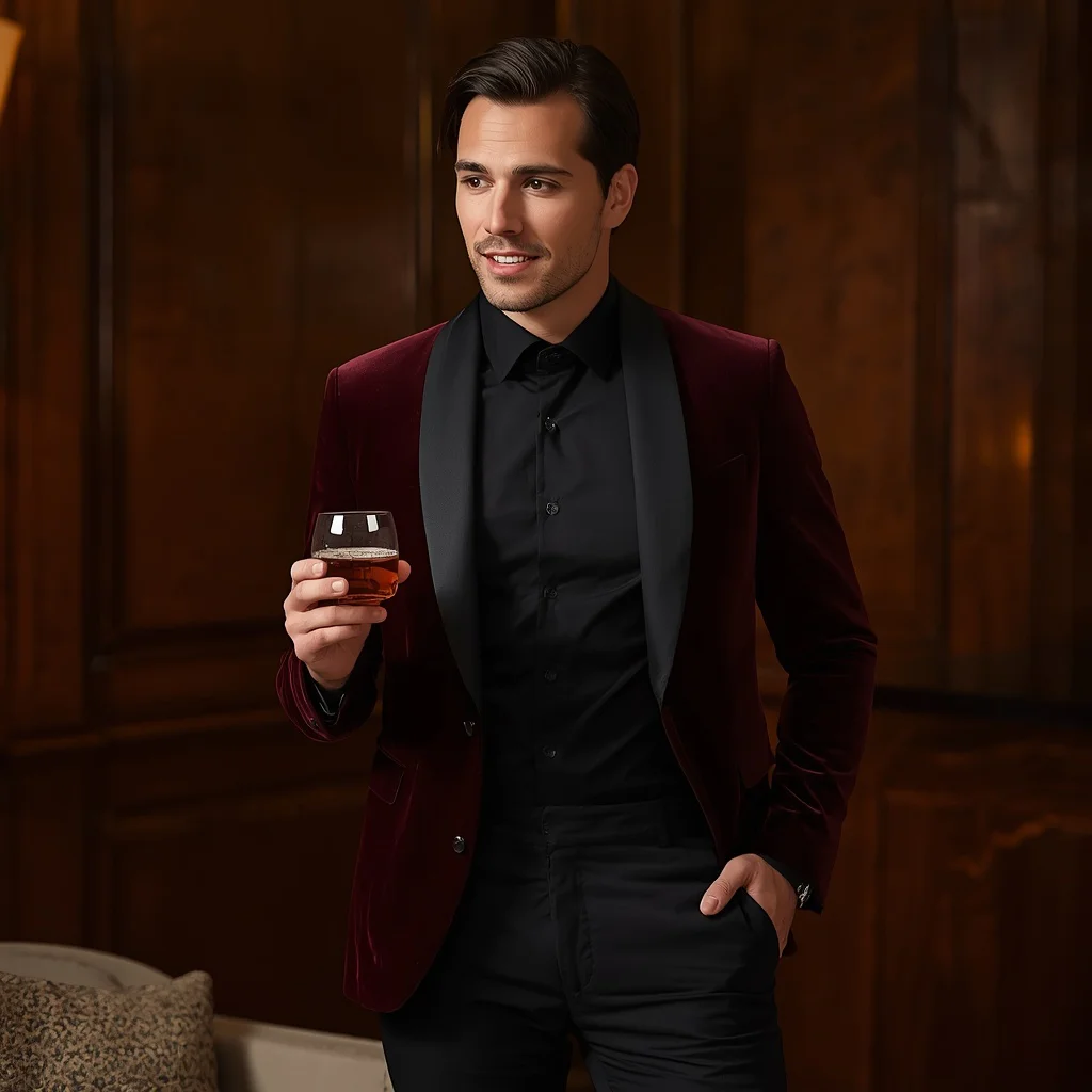Elegant Man in a Sophisticated Velvet Dinner Jacket | Men Prompt — AI image prompt