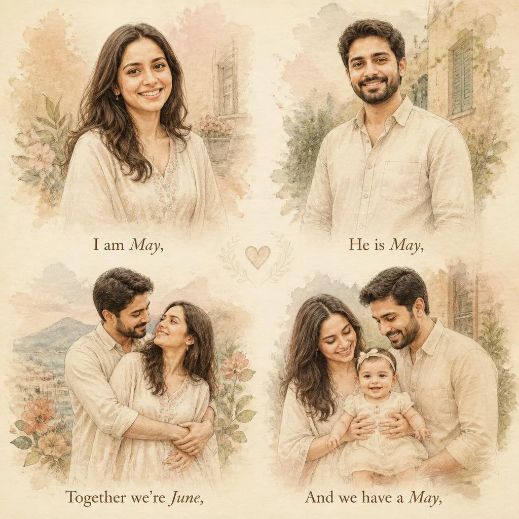 Hand-Painted Love Story: A Dreamy Pastel Collage | Husband Wife Prompt — AI image prompt