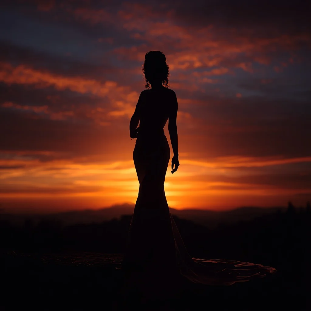 Iconic Hollywood Silhouette Against a Sunset Backdrop | Indian Woman Prompt — AI image prompt