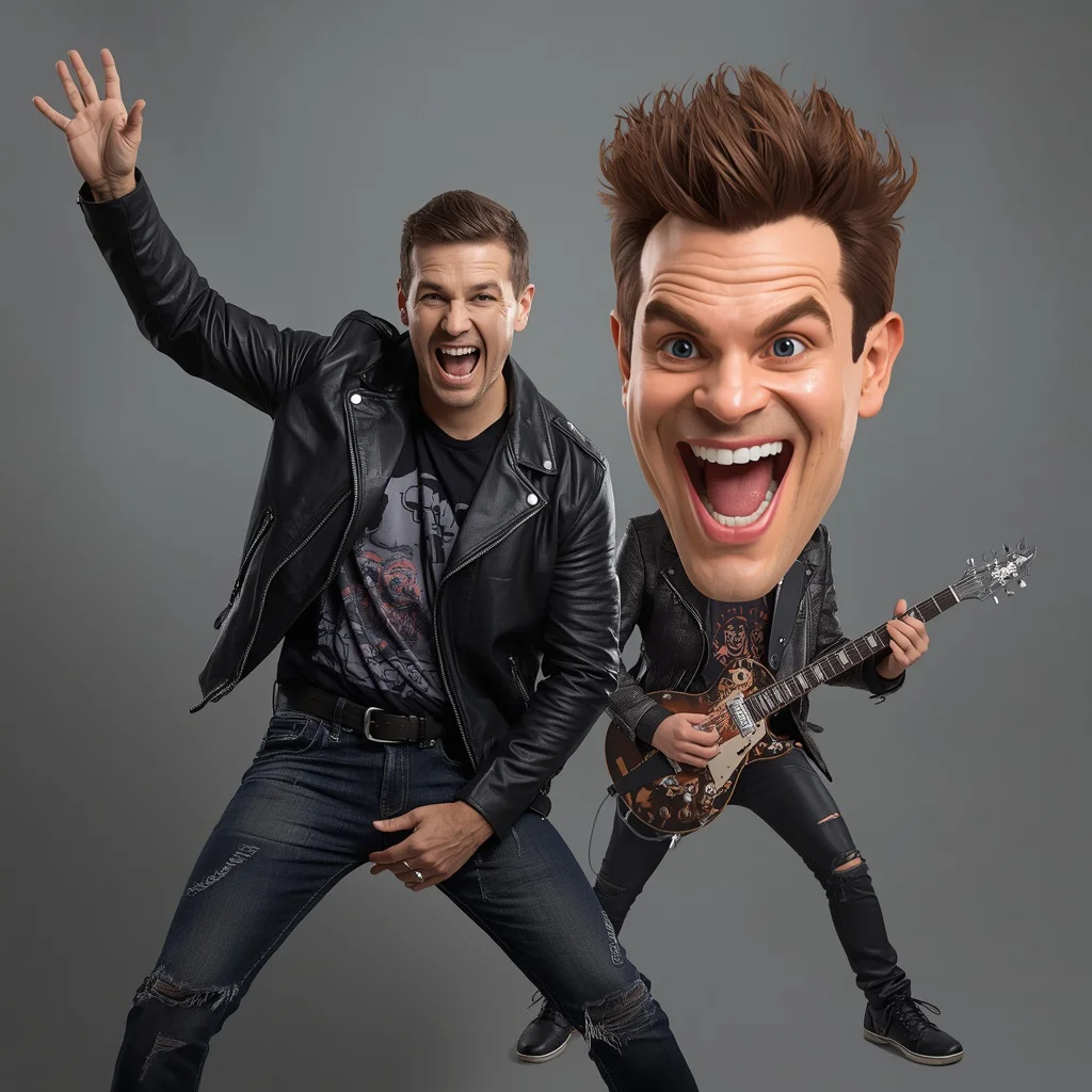 Real Man and Caricature as Rock Stars | Gym Men Prompt — AI image prompt