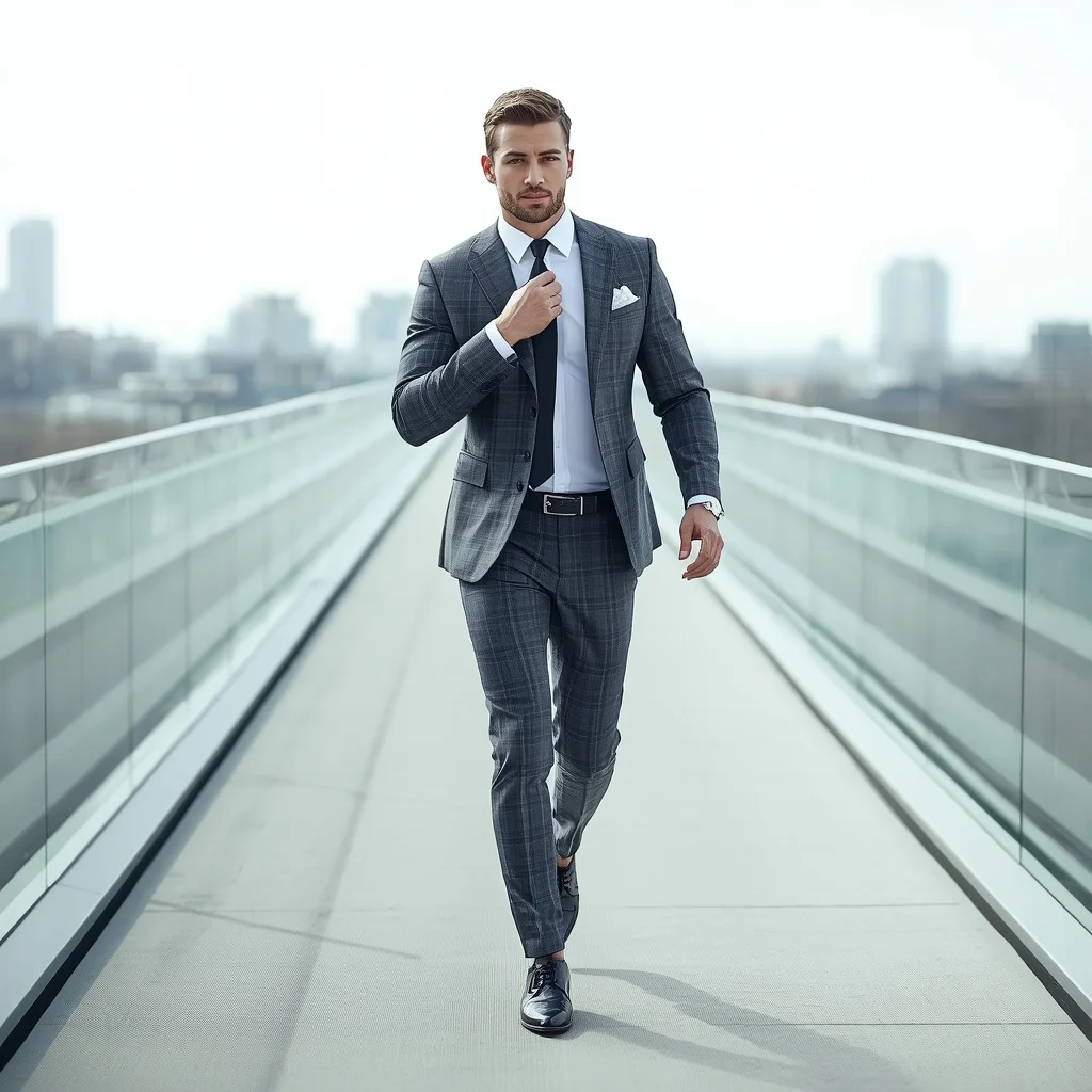 Stylish Man in a Modern Slim-Fit Plaid Suit | Prompt Copy Men — AI image prompt